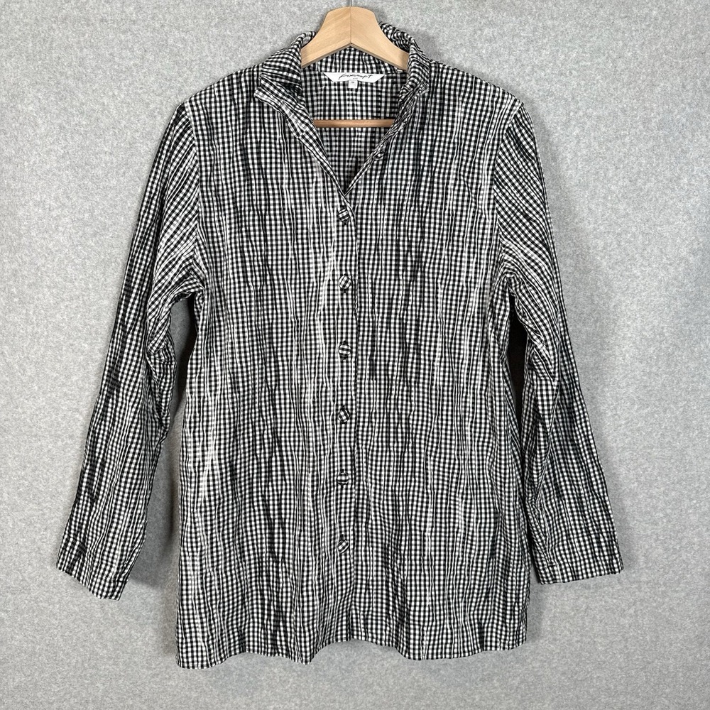 Foxcroft Carolina Crinkle Shirt Medium Black White